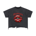 Kiss Ism Vintage Wash Boxy Distressed Hem T-Shirt