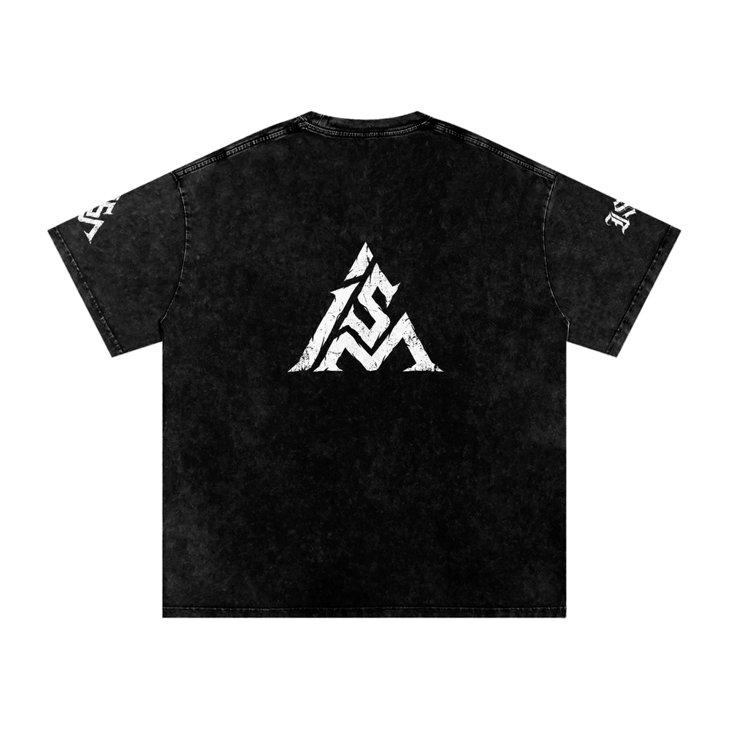 Skull on Fire Ism Snow Washed Oversized Cotton T-Shirt