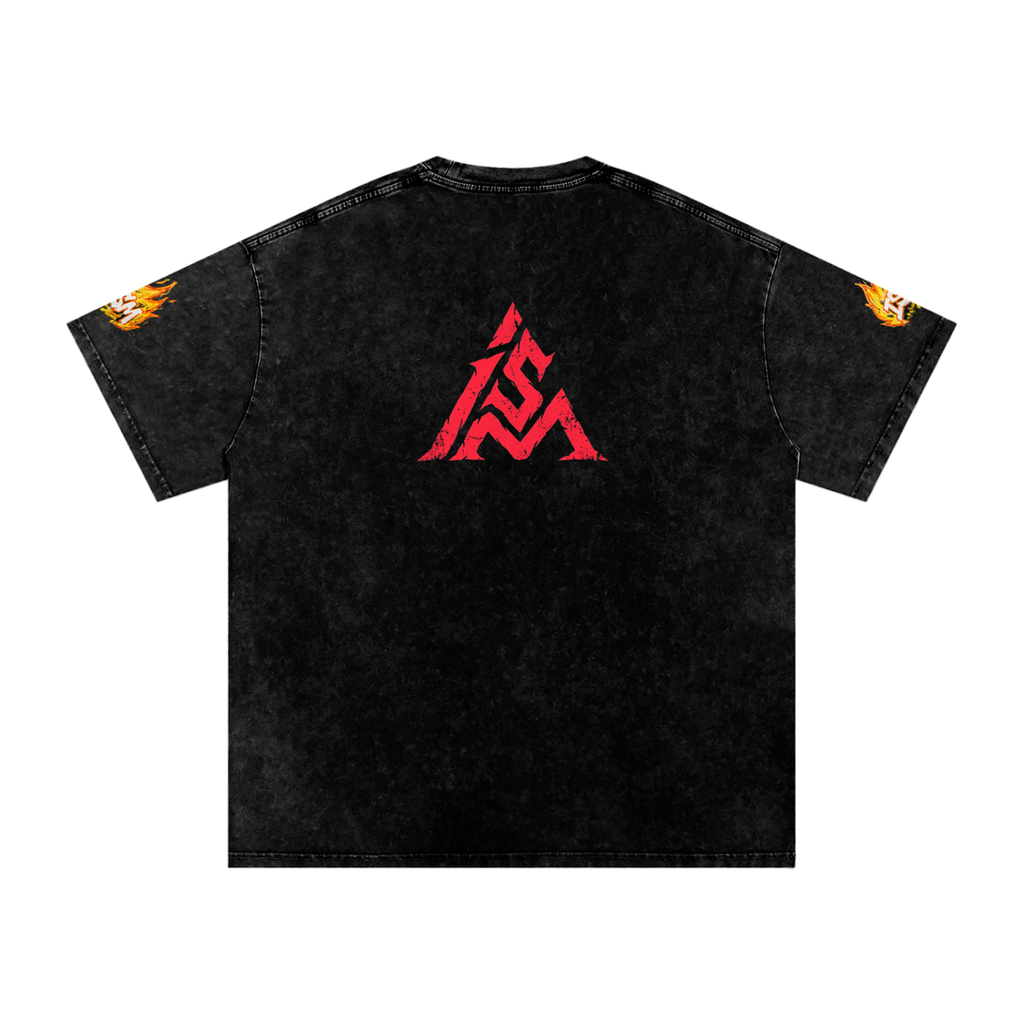 The Flaming Chili Pepper Snow Washed Oversized Cotton T-Shirt
