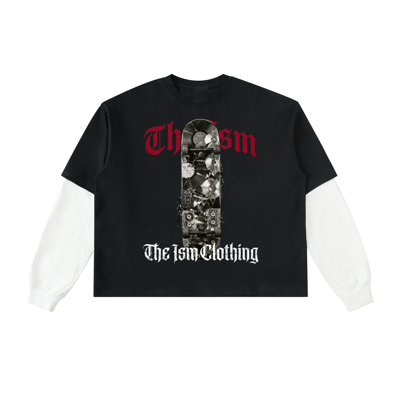 Skate ISM Layered Contrast Sleeve Cotton T-Shirt