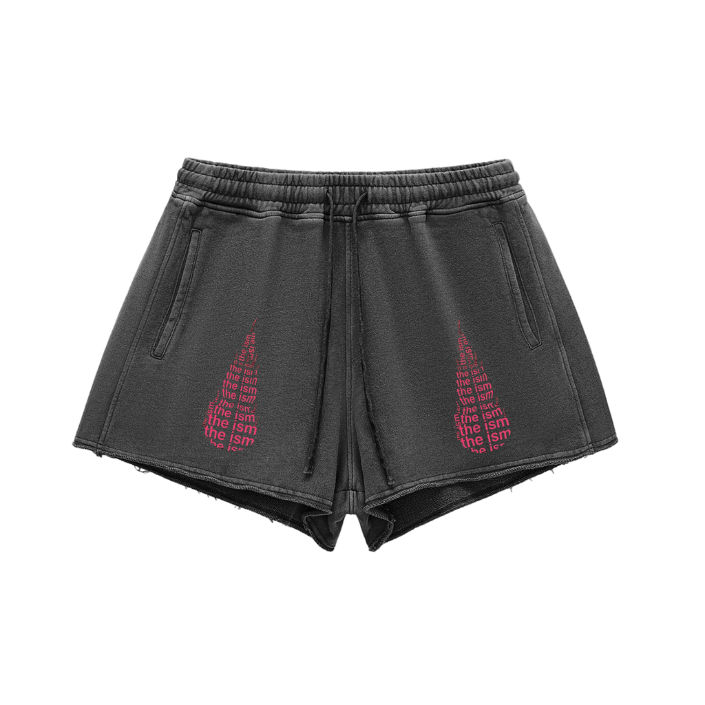 The Ism Comet Snow Washed Raw Edge Drawstring Shorts