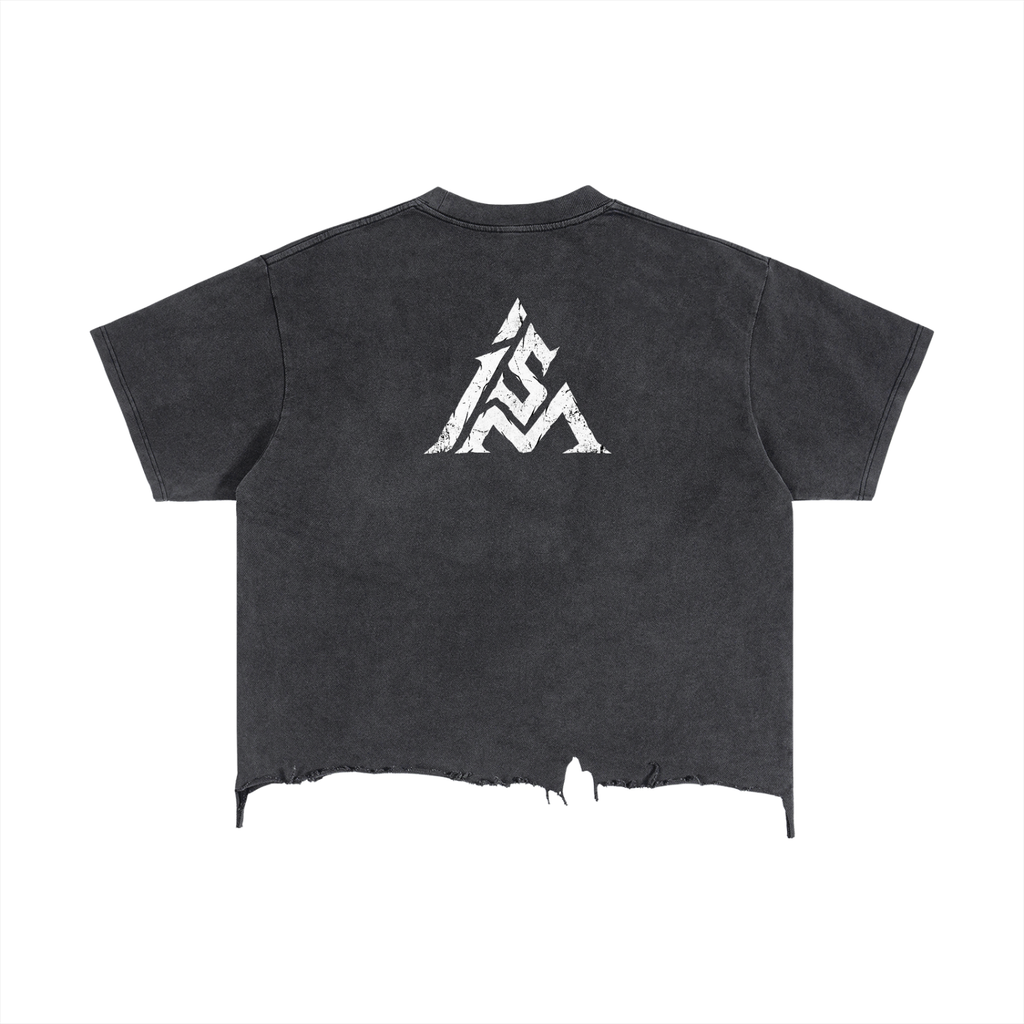 Kiss Ism Vintage Wash Boxy Distressed Hem T-Shirt