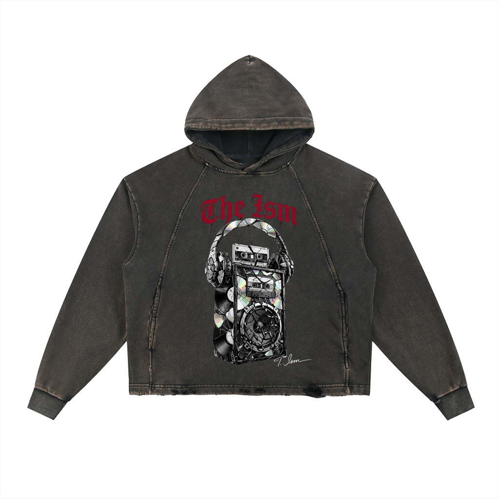 The Ism Vintage Washed Frayed-Hem Hoodie