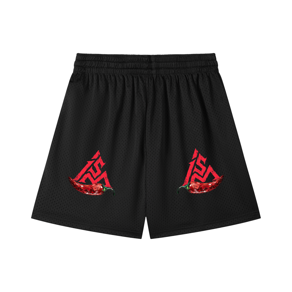 The Flaming Chili Pepper Mesh Drawstring Shorts
