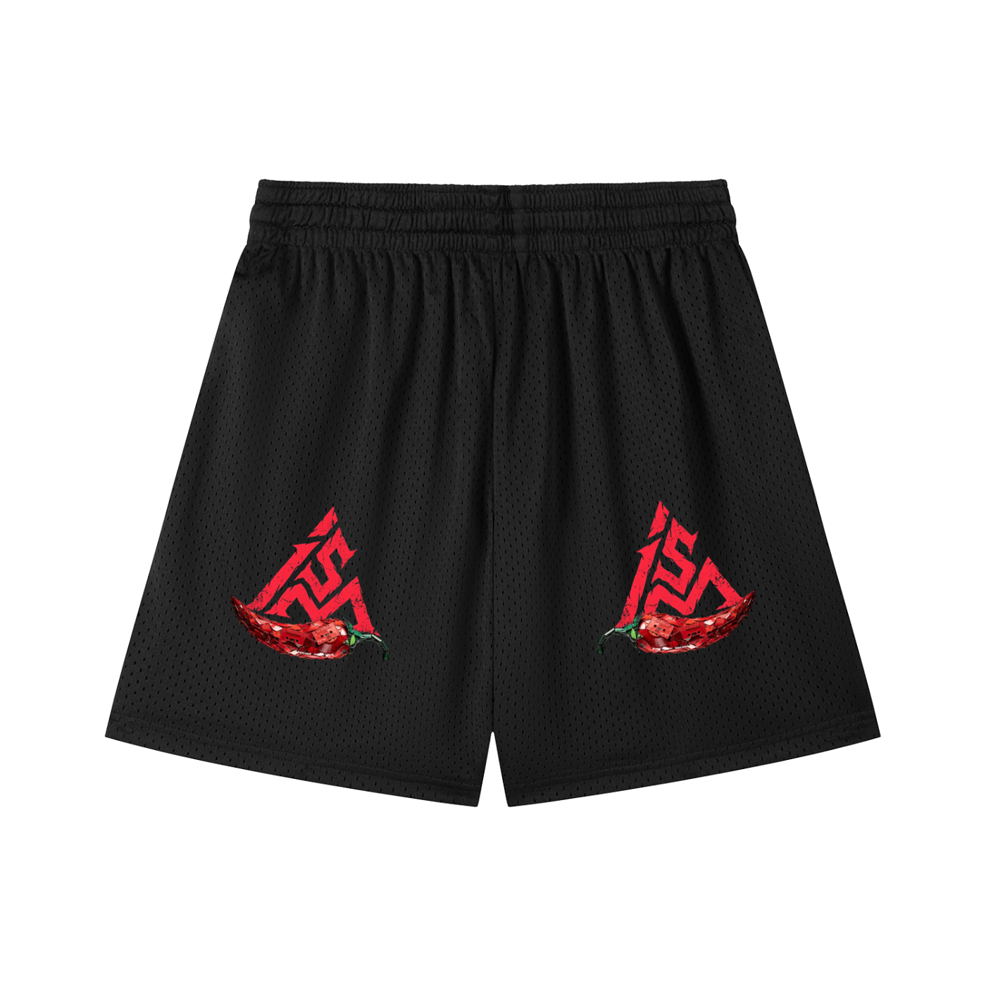 The Flaming Chili Pepper Mesh Drawstring Shorts